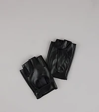 Vroom Faux Leather Fingerless Riding Gloves
