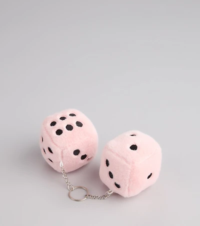 Roll With It Fuzzy Dice Keychain