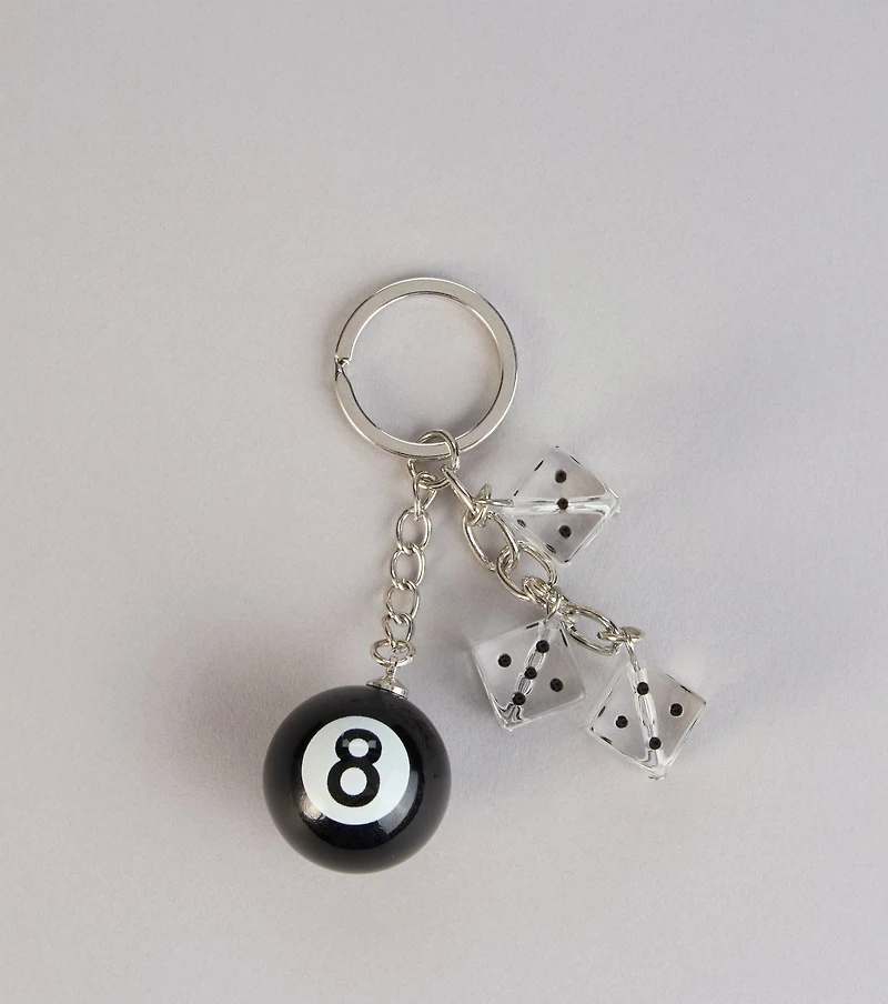 Lucky Streak 8-Ball And Dice Keychain