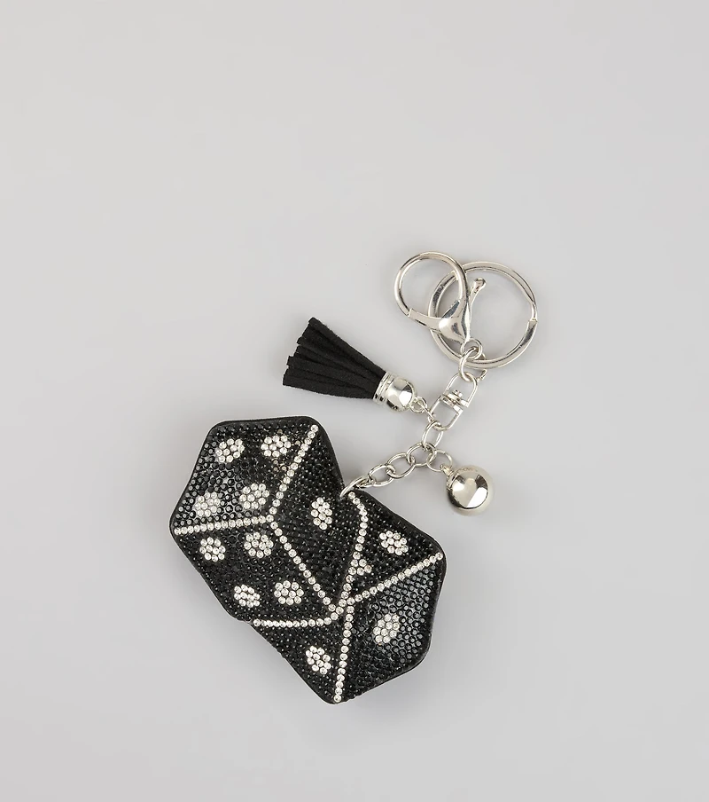 Roll With It Rhinestone Dice Keychain