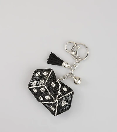 Roll With It Rhinestone Dice Keychain