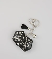 Roll With It Rhinestone Dice Keychain