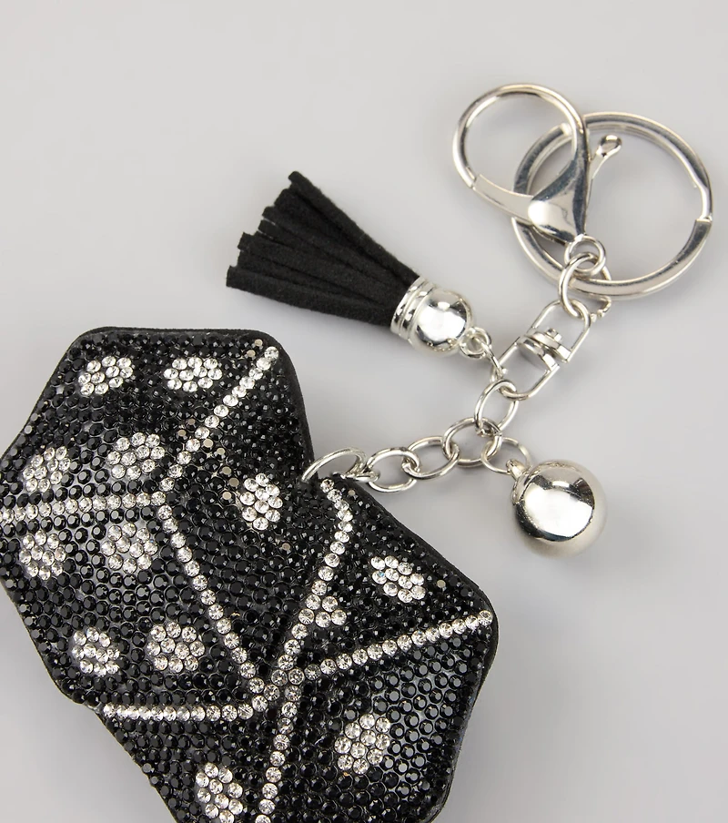 Roll With It Rhinestone Dice Keychain
