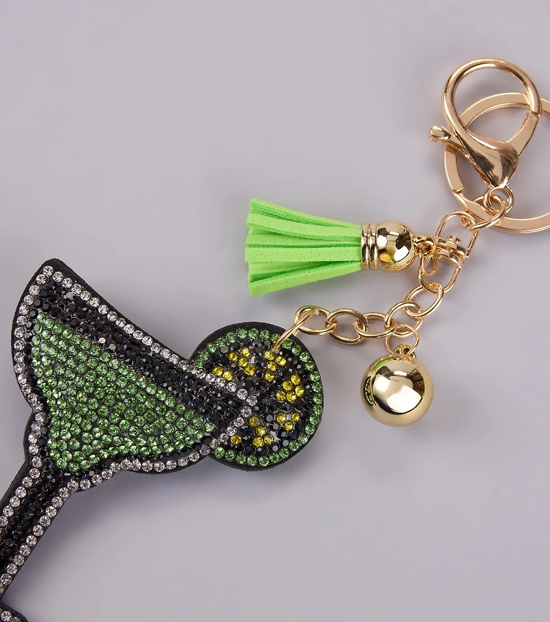 Rhinestone Margarita Puff Keychain