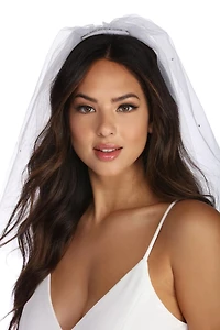 Rhinestone Trim Veil