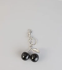 Noir Glitter Cherry Keychain