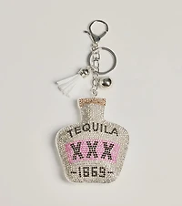 Glitzy Rhinestone Tequila Bottle Bag Charm