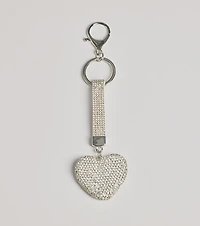 Shimmering Rhinestone Heart Bag Charm