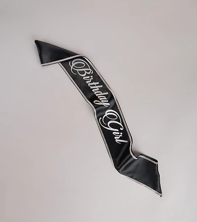 Birthday Girl Glitter Rhinestone Satin Sash