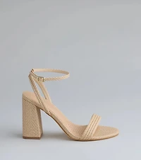 Sunshine Fine Straw Block Heels