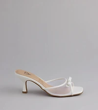 Adorable Bow Mesh Strap Stiletto Mules