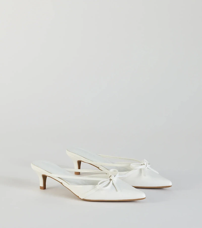 Sweetest Thing Bow Kitten Heel Mules