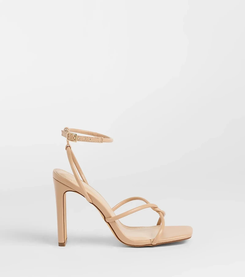So Elegant Twist Strappy Block Heels