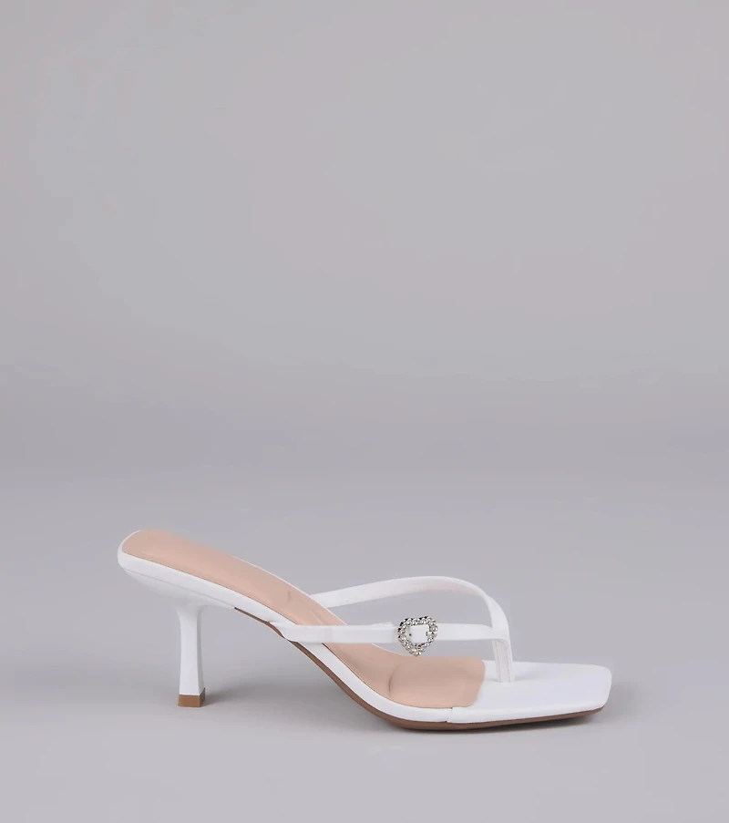 Love Story Era Heart Rhinestone Thong Heels