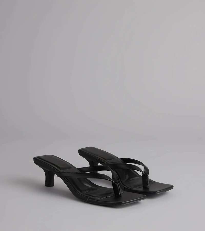 Feeling Chic Thong Square Toe Heels