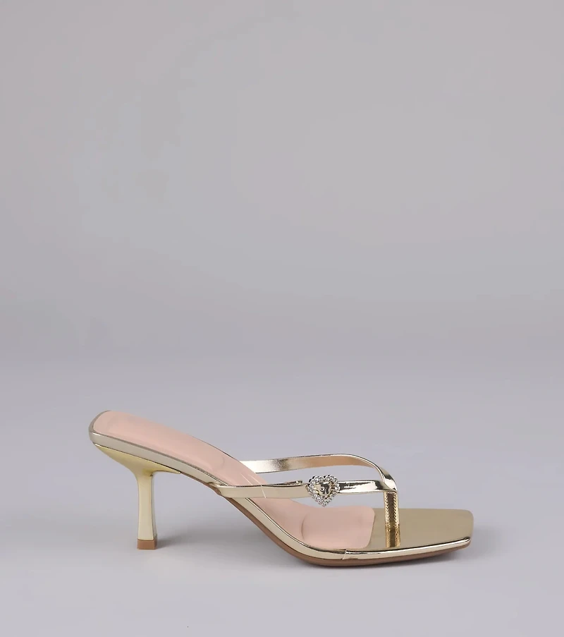 Love Story Era Heart Rhinestone Thong Heels