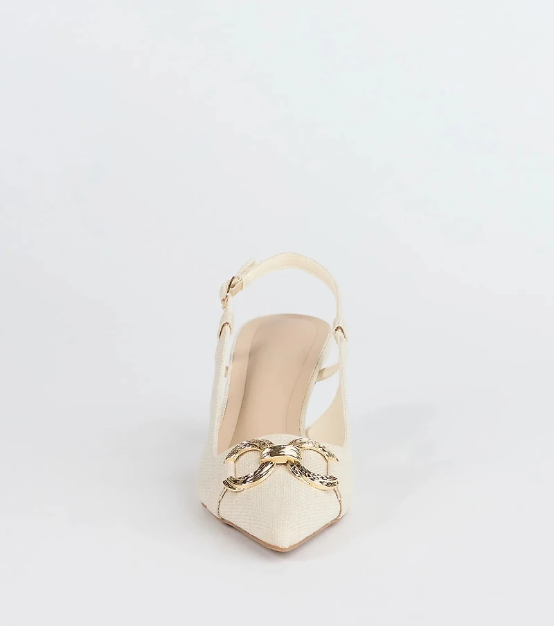 Summer Fave Linen Slingback Stiletto Pumps
