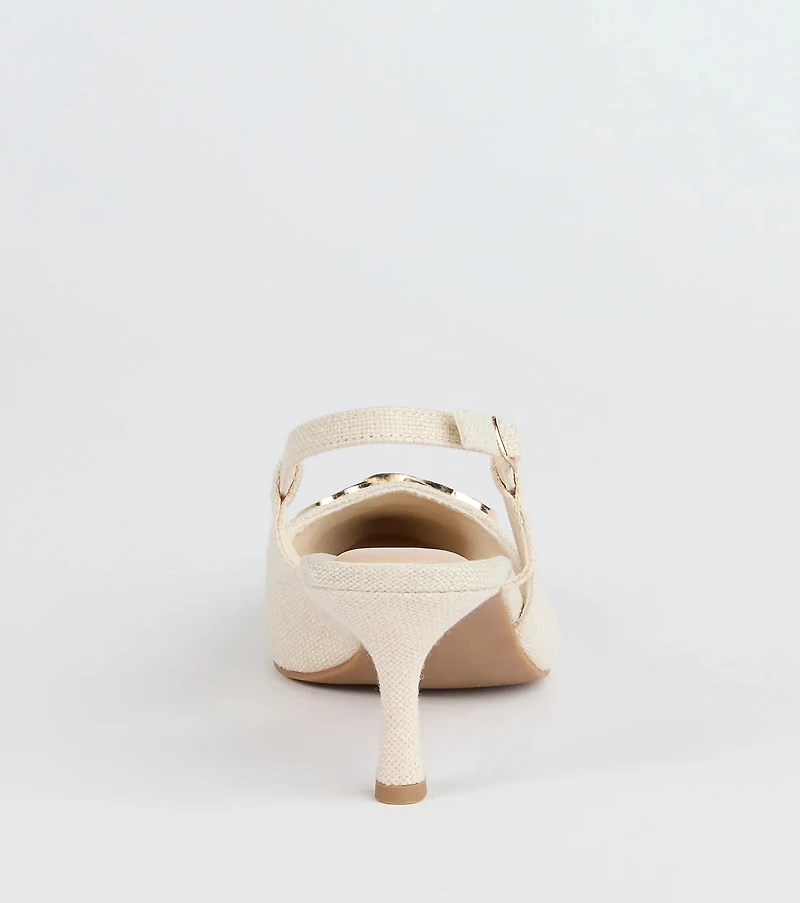 Summer Fave Linen Slingback Stiletto Pumps