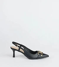 Trendy Buckle Slingback Stiletto Pumps
