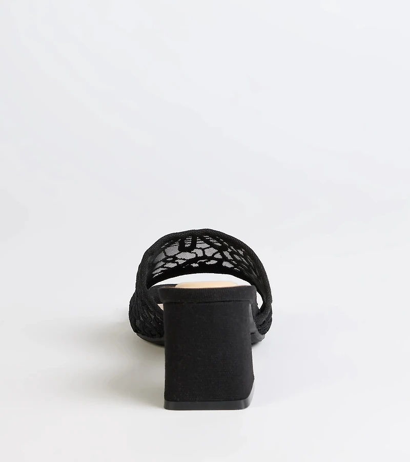 Flirty And Fun Lace Block Heel Mules