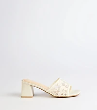 Flirty And Fun Lace Block Heel Mules