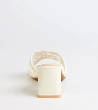 Flirty And Fun Lace Block Heel Mules