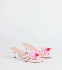 Vacay Ready Flower Strap Stiletto Mules