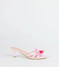 Vacay Ready Flower Strap Stiletto Mules