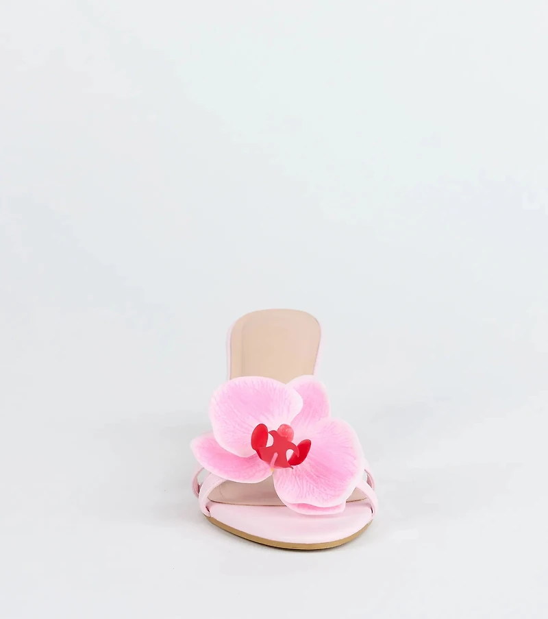 Vacay Ready Flower Strap Stiletto Mules
