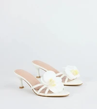Vacay Ready Flower Strap Stiletto Mules