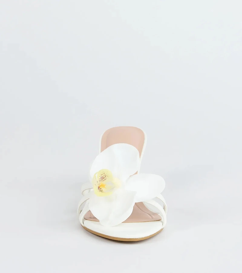 Vacay Ready Flower Strap Stiletto Mules