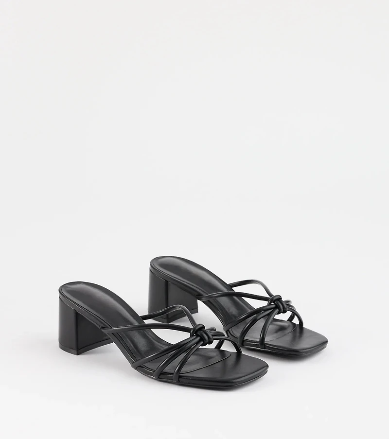 Sleek Staple Strappy Square Toe Mules