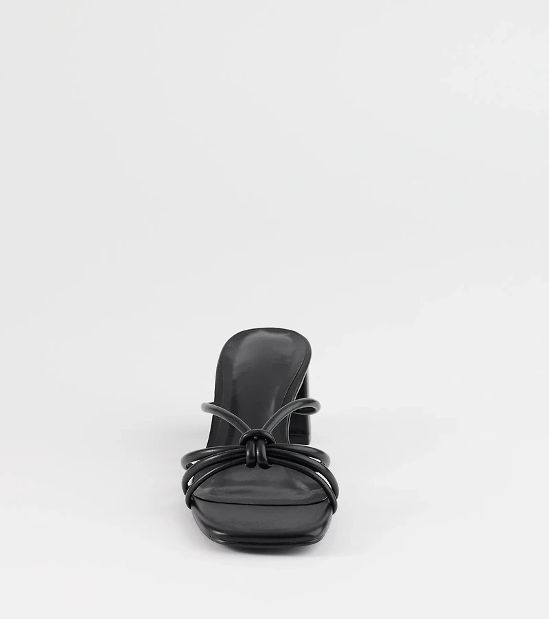 Sleek Staple Strappy Square Toe Mules