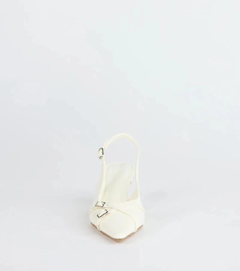 Chic Buckle Strap Sling-Back Stiletto Pumps