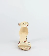Chic Steps Floral Low Block Heels