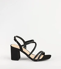 Chic Glimmer Rhinestone Strappy Block Heels