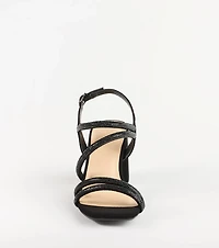 Chic Glimmer Rhinestone Strappy Block Heels