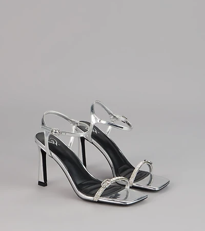 Shine Hour Rhinestone Strap Stiletto Heels