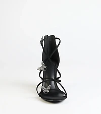 Whimsically Chic Butterfly Rhinestone Block Heels