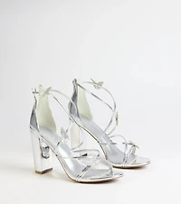 Whimsically Chic Butterfly Rhinestone Block Heels