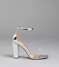 Bling On The Sparkle Rhinestone Metallic Block Heels