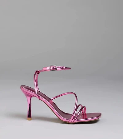 Edgy Elegance Metallic Strappy Stiletto Heels