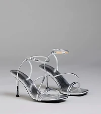 Edgy Elegance Metallic Strappy Stiletto Heels