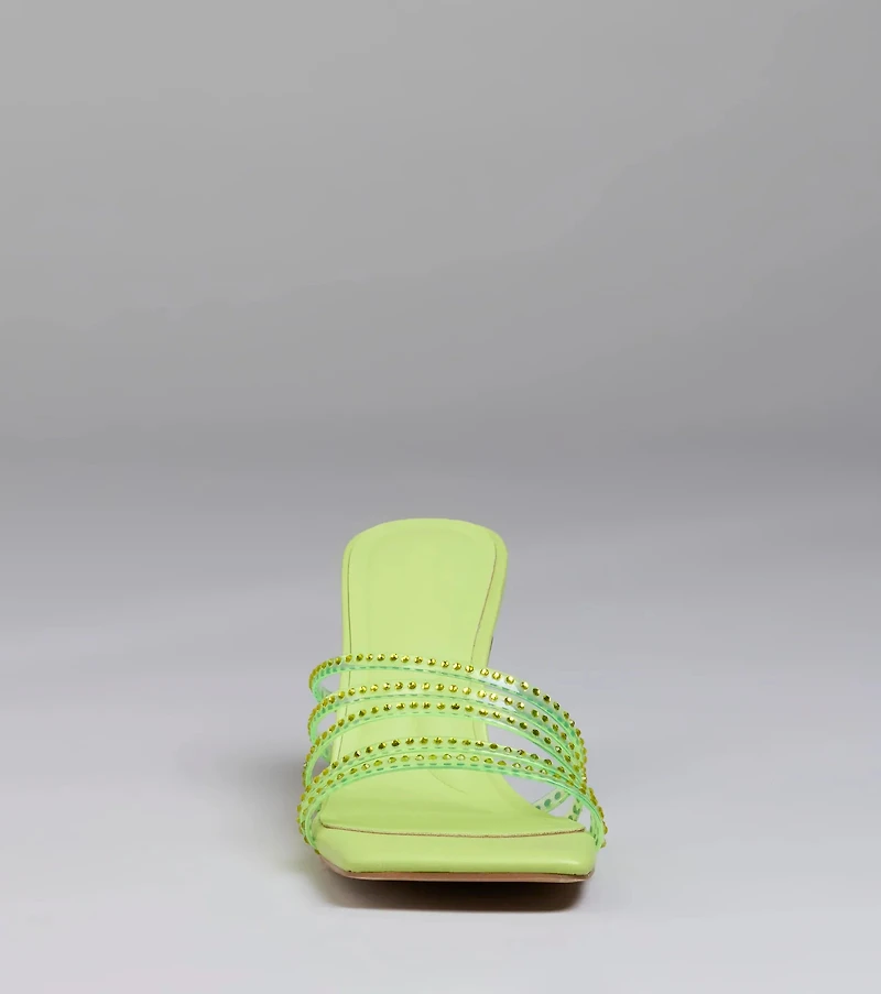 Alluring Strappy Stud Stiletto Mules