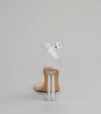 Clearly Chic Square Toe Block Heels