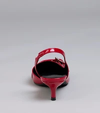 Sleek Trendy Buckle Strap Slingback Kitten Heels