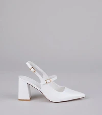 Point Made Buckle Strap Sling-Back Pumps