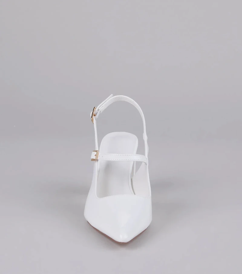 Point Made Buckle Strap Sling-Back Pumps