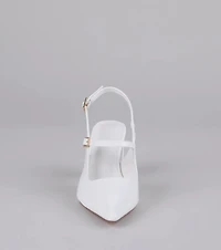 Point Made Buckle Strap Sling-Back Pumps