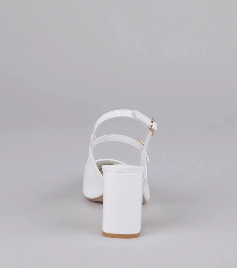 Point Made Buckle Strap Sling-Back Pumps